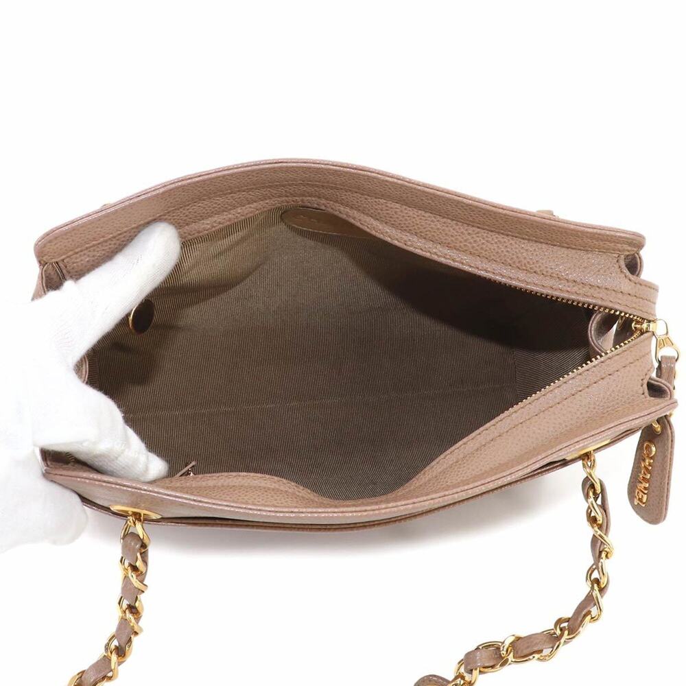 Chanel Triple Coco Chain Shoulder Handbag, Caviar Leather, Light Brown, Gold ... - Picture 7 of 10